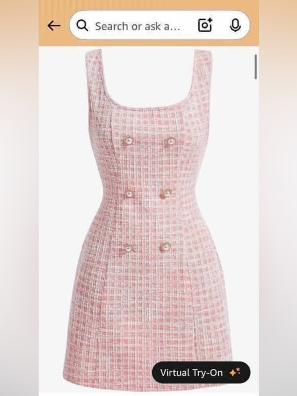 Sleeveless Pink Tweed Mini Dress